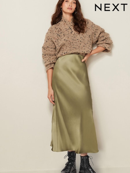Зеленый - Tailored Satin Midi Skirt (N61934) | €7