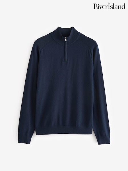 Синій - River Island Slim Fit напівблискавичний джемпер (N62032) | 1 456 грн