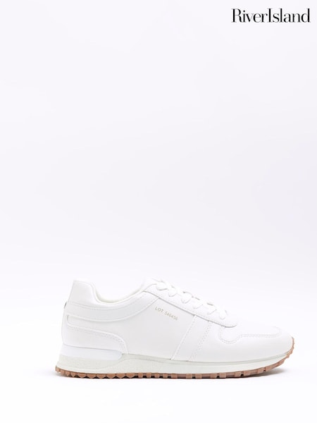 River Island White Embossed Quarters Runner Trainers (N62082) | €30