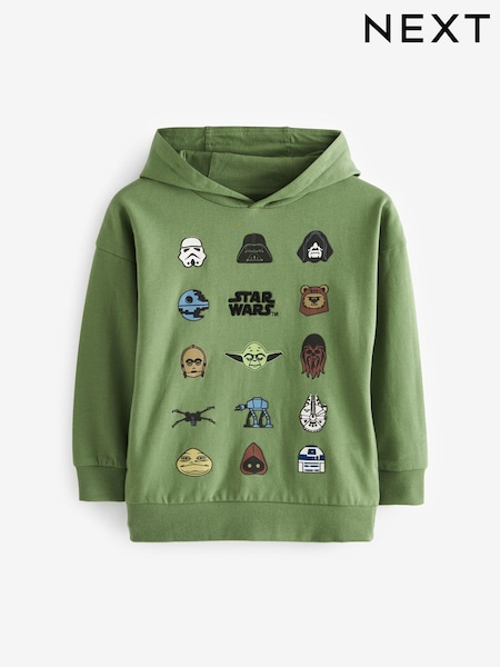كاكي أخضر - 100% Cotton Licensed Star Wars Hoodie by Next (3-16yrs) (N62550) | ‏76 ر.ق. - ‏100 ر.ق.