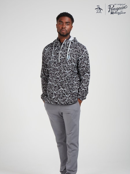 Original Penguin Golf Mens Quarter Zip Trademark Printed Black Wind Jacket (N62806) | R$ 880