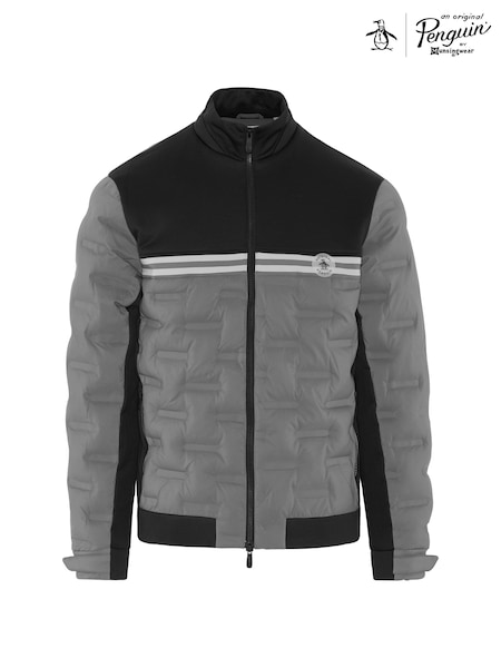Original Penguin Golf Mens Insulated Mixed Media 80s Primalot Black Bomber Jacket (N62810) | €184