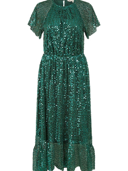 Yumi Green Sequin Angel Sleeve Midi Dress (N62843) | €43