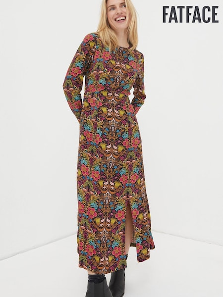 FatFace Orange Haldon Art Floral Midi Dress (N62894) | €43.50