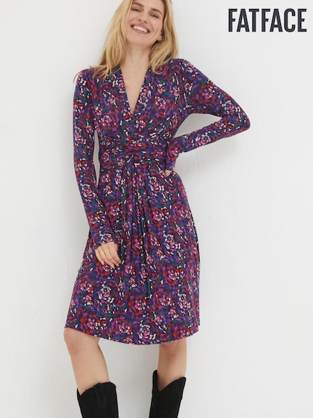 FatFace Purple Delphine Abstract Marks Dress (N62895) | €35