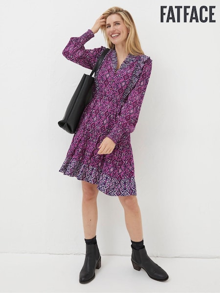 FatFace Purple Darcey Ikat Geo Dress (N62896) | €28