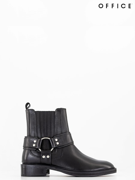 Office Black Leather Chelsea Boots With Lug Sole & Hardware (N62951) | €53