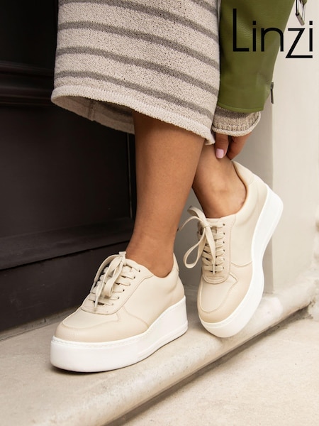 Linzi Beige Twiggy Lace-Up Trainers (N62956) | ₪201