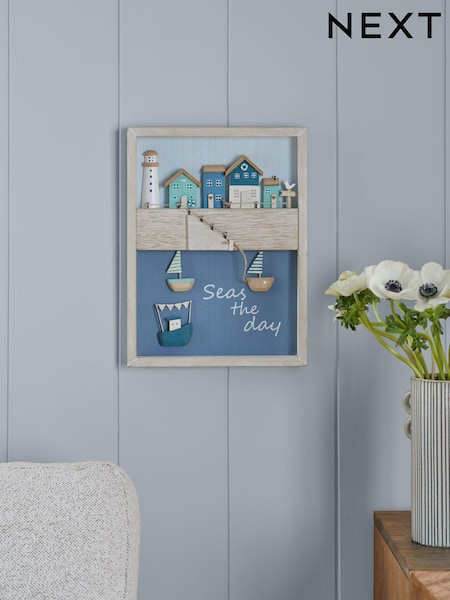 Blue 3D Seaside Framed Wall Art (N63062) | €34