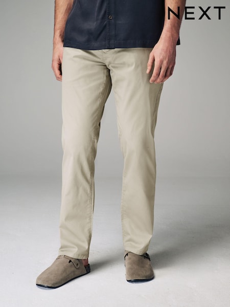 Stone Light Straight Fit Summerweight Stretch Chino Trousers (N63067) | AED54