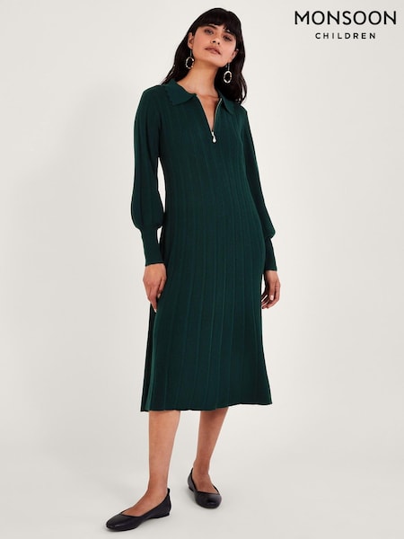 Monsoon Green Pleat Midi Dress (N63070) | €57