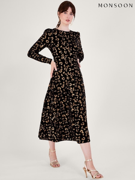 Monsoon Animal Sequin Black Dress (N63156) | €25