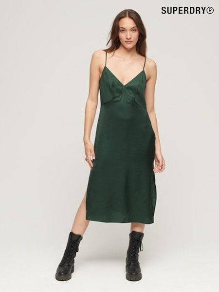 Superdry Green Satin Cami Midi Dress (N63452) | €15.50