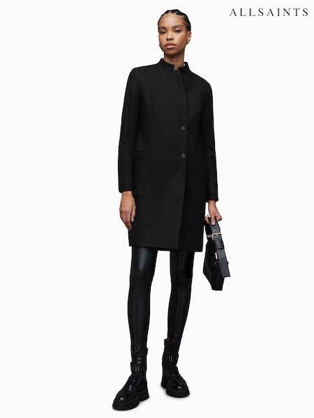 AllSaints Black Sidney Coat (N63521) | ₪1,504