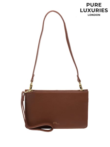 Светло-коричневый - Pure Luxuries London Layla Nappa Leather Grab Clutch Bag (N63701) | €60