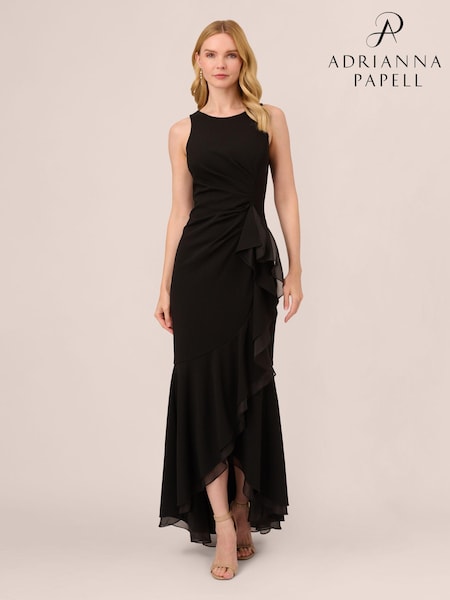 Adrianna Papell Ruffle Crepe Halter Gown (N63731) | ₪1,152