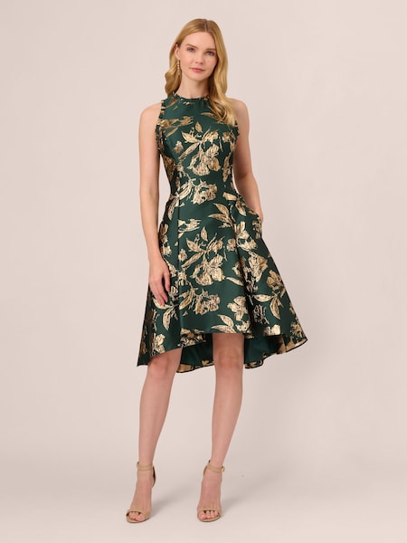 Adrianna Papell Green Ruffle Jacquard Dress (N63736) | € 139