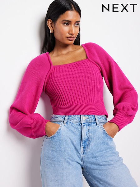 Square Neck Volume Sleeve Jumper (N63782) | 146 LEI