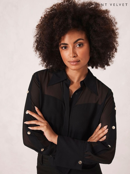 Mint Velvet Black Button Detail Shirt (N63809) | €76