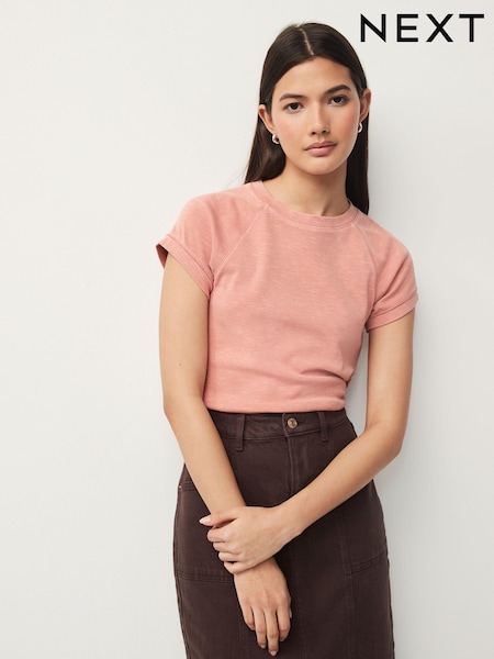 Pink Wash Crew Neck Short Sleeve Raglan Top (N63922) | €8
