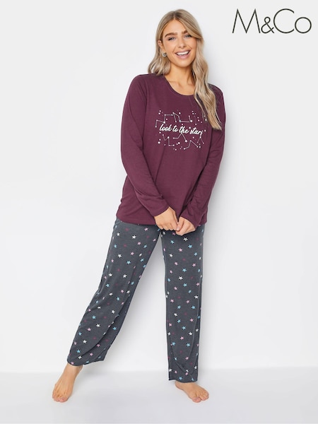 M&Co Look To The Stars Long Sleeve Wide Leg Pyjamas Set (N64307) | ‏32 ر.ق.