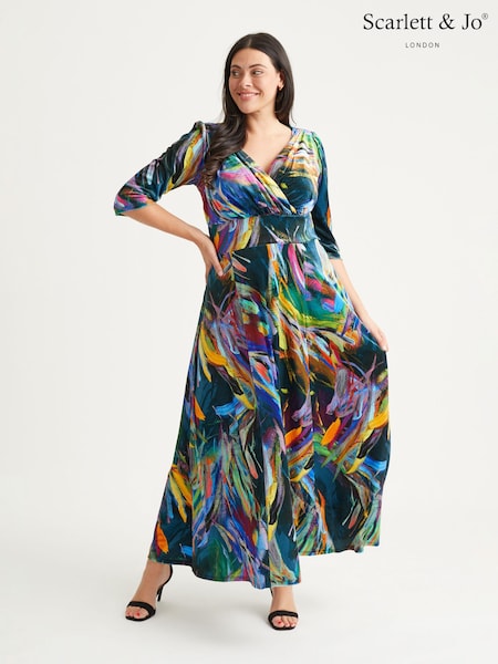 Scarlett & Jo Black Multi Print Verity Maxi Gown (N64371) | €171