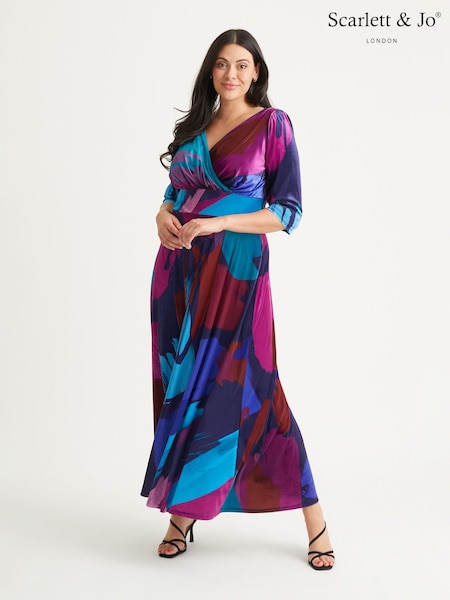 Scarlett & Jo Purple & Blue Multi Print Verity Maxi Gown (N64372) | 643 QAR