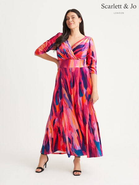 Scarlett & Jo Pink & Purple Multi Print Verity Maxi Gown (N64373) | AED757