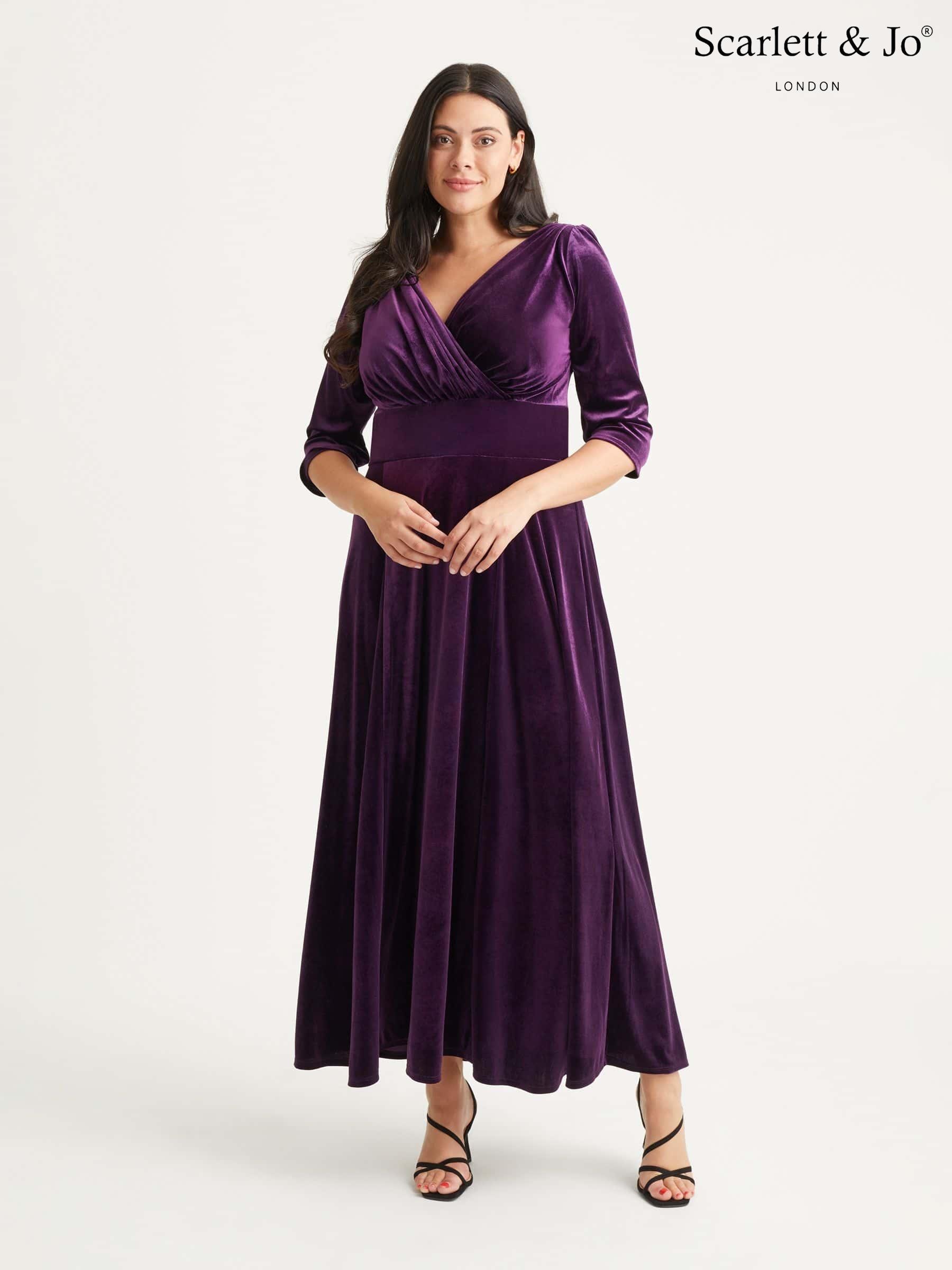 Purple velvet maxi dress shop