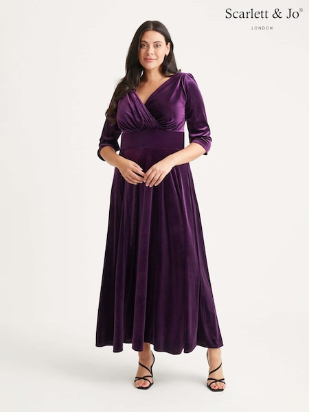 Scarlett & Jo Purple Verity Velvet Maxi Gown (N64375) | AED699