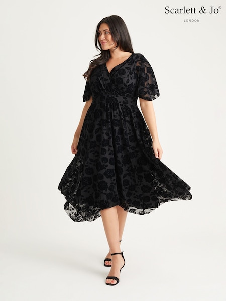 Scarlett & Jo Black Julie Hanky Hem Dress (N64386) | AED582