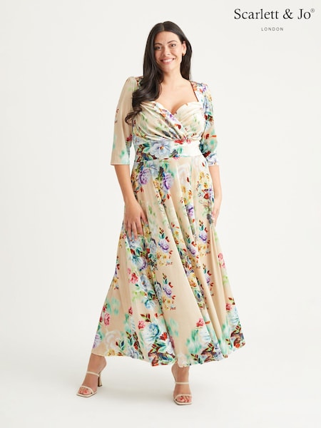 Кремовый - Scarlett & Jo Elizabeth Velvet Maxi Gown (N64397) | €179