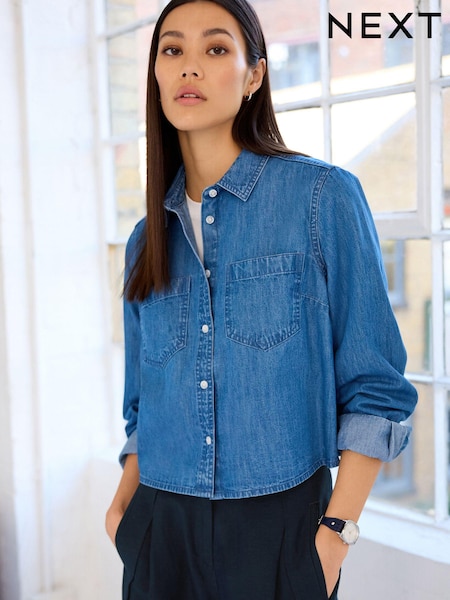 Mid Blue Denim Cropped Denim Shirt (N64410) | €9