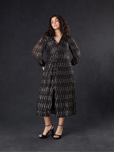 Live Unlimited Curve - Rainbow Metallic Twist Maxi Black Dress (N64484) | €45