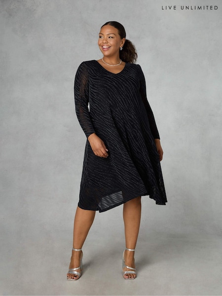 Live Unlimited Curve Zebra Burnout Hanky Hem Dress (N64490) | €105