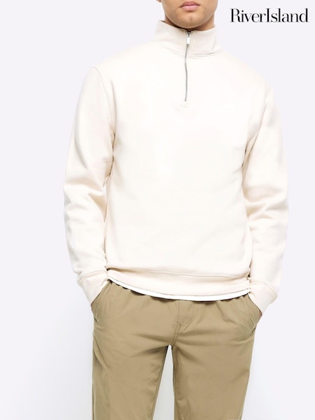 River Island 100% Cotton Lumiere Funnel Neck Zip Up Sweatshirt (N64612) | 198 LEI