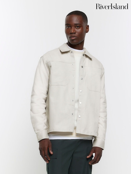 River Island Natural 100% Cotton Popper Front Overshirt (N64615) | €27