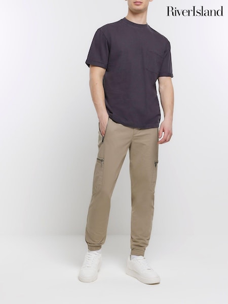 River Island 100% Cotton Washed Roll Sleeve T-Shirt (N64626) | R$ 150
