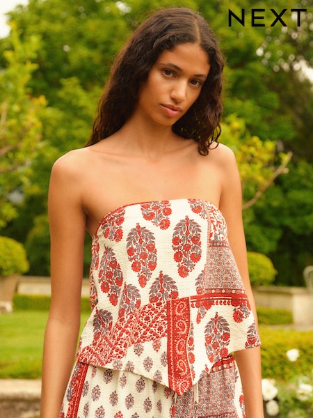 Red Print V-Front Bandeau Top (N64643) | €4