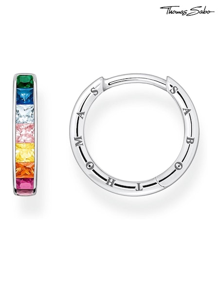 Thomas Sabo Silver Rainbow Sparkle Hinged Hoops - 925 Sterling, Multicolor Stones (N64759) | €173