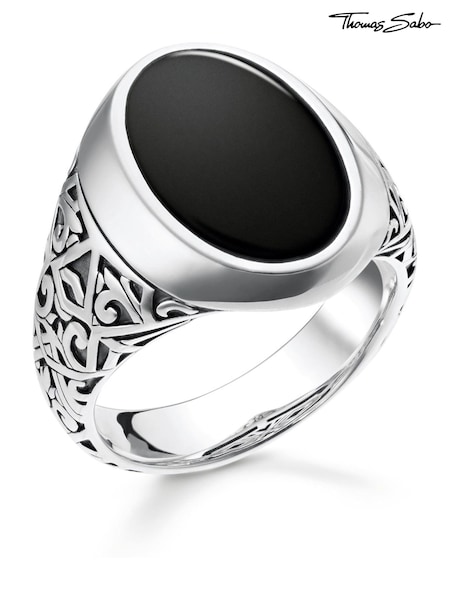 Thomas Sabo Black Black Onyx Ring - 925 Silver, Blackened (N64798) | €229