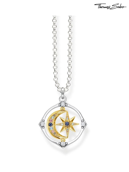 Thomas Sabo Silver Cosmic Moon & Star Necklace - Blue Stones (N64903) | €229