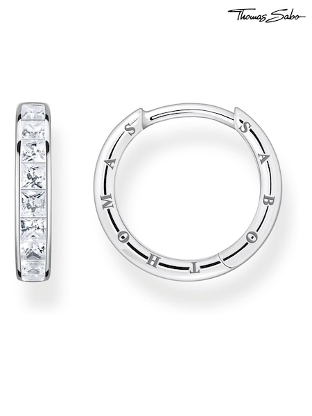 Thomas Sabo White Sparkling Heritage Silver Tone Hoops (N64908) | €159