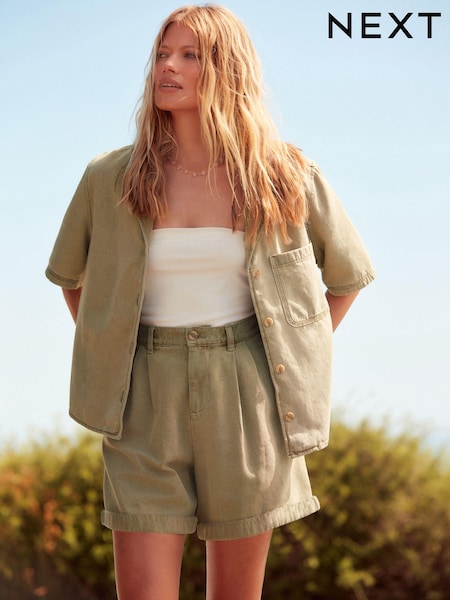 Khaki Green 100% Cotton Canvas Shorts (N64926) | €14