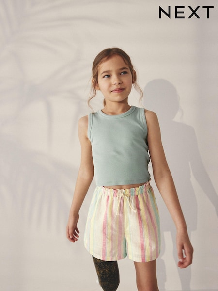 Črtast z barvami mavrice - Tie Waist Shorts (3-16yrs) (N65096) | € 10 - € 14