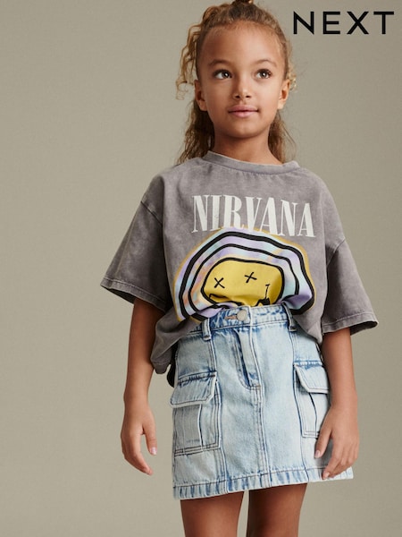 Helle Denim-Waschung - 100% Cotton Cargo Skirt (3-16yrs) (N65098) | 3 € - 5 €