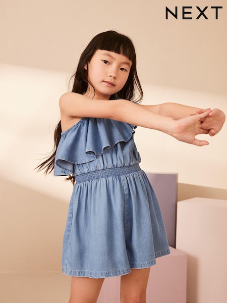 أزرق دنيم - Asymmetric Frill Playsuit (3-16yrs) (N65100) | ‏43 د.إ.‏ - ‏ 56‏ د.إ.