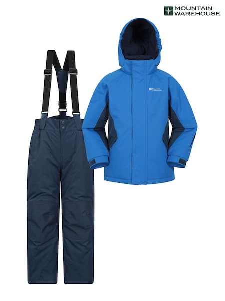 Mountain Warehouse Blue/Black Kids Fleece Lined Snow Ski Jacket And Trousers Set (N65131) | €105