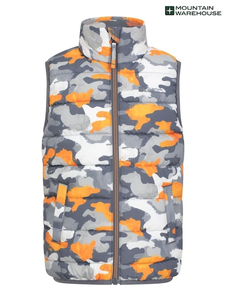 Mountain Warehouse Grey Light Rocko Kids Printed Water Resistant Padded Gilet (N65193) | €32
