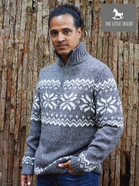 The Little Tailor Mens Cosy Quarter Zip Fairisle Pattern Knitted Christmas Jumper (N65201) | €52